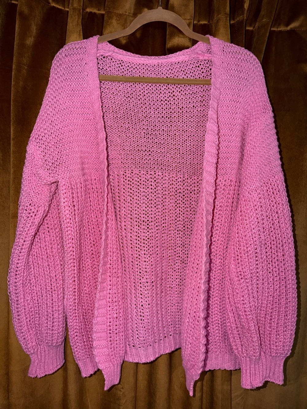 SHEIN Lavender Open-Front Chunky Knit Cardigan